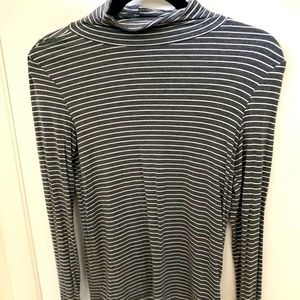 Grey and white striped turtleneck